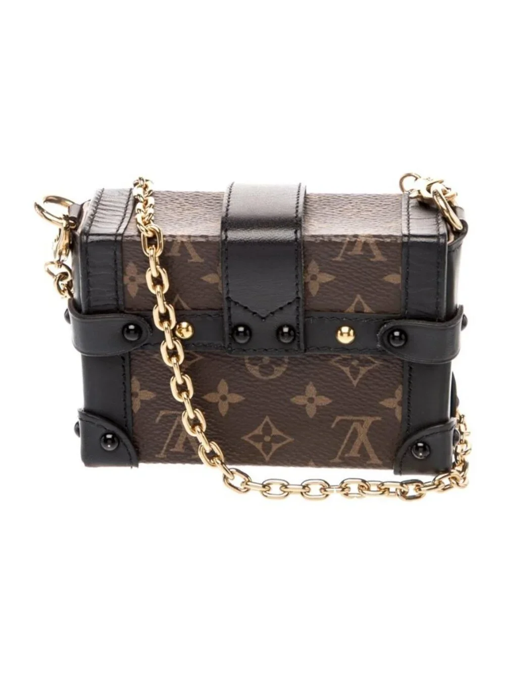Louis Vuitton Monogram Essential Trunk NM Chain Shoulder Bag Brown, lux